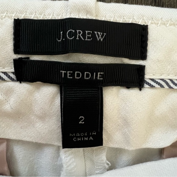 J CREW Teddie White Cotton/Viscose Mid Waist Straight Leg Cropped Pants Size 2 - Picture 9 of 9